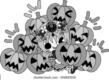 Halloween and jack-o-lanterns and a pretty princess