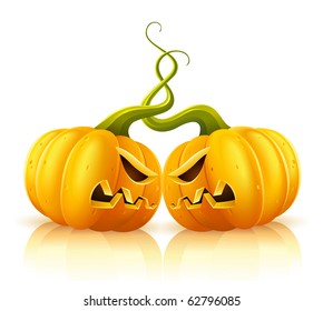 halloween jack-o-lanterns pumpkin in sinister skirmish vector illustration isolated on white background