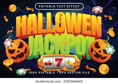 Efecto de texto de jackpot de halloween y efecto de texto editable con fondo de halloween