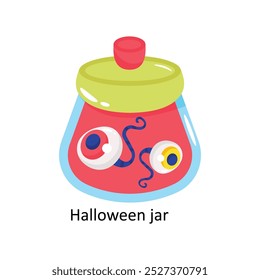 Halloween jar doodle vector outline Sticker. EPS 10 file