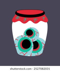 Halloween. Jar with eyes. Sticker