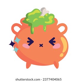 halloween kawaii cauldron isolated illustration