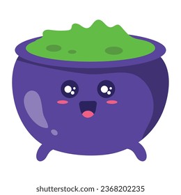 halloween kawaii cauldron vector isolated