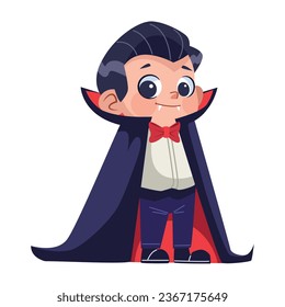 halloween niño disfrazado dracula ilustración aislada