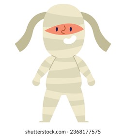 halloween kid disguised of mummy vector isolated