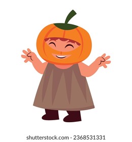 ilustración de calabaza disfrazada para niños de halloween aislada