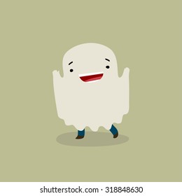 halloween kid ghost. vector character illustration
