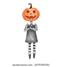 Halloween kid ghost. Water color hand drawing vector