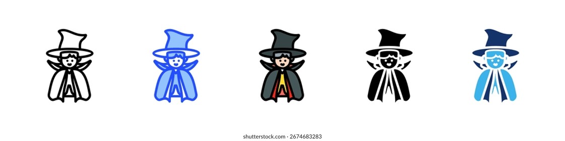 Colección del icono del niño de Halloween con los estilos múltiples