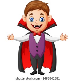 Halloween kid vampire cartoon. Vector illustration