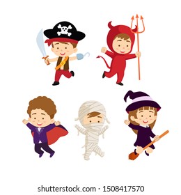 Halloween Kids Character Collection Vector People Stock Vector (Royalty ...