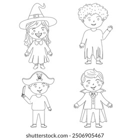 Halloween kids costume of kids coloring page