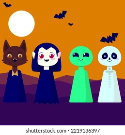 Halloween Kids Monsters EUA und Brasilien Feierlichkeiten Costumer von Alien ET Vampire Saci Perere Werewolf Bat 31. Oktober Horror Cute Chibi Dunkle Farben Ghost Schänzlicher Trick oder Behandlung Folklore