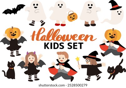 Conjunto de Ilustración vectorial de niños de Halloween