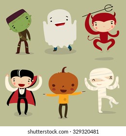 Halloween kids. vector set.