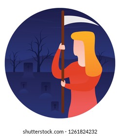 Halloween killer character flat icon design 