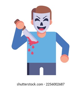 Un asesino de Halloween en un icono plano