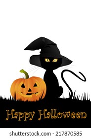 Halloween kitty and pumpkin