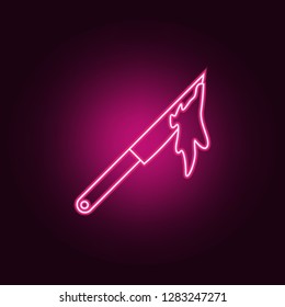Halloween knife with blood  icon. Elements of Halloween in neon style icons. Simple icon for websites, web design, mobile app, info graphics