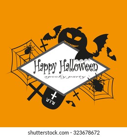 Halloween  label in frame. Vector illustration.