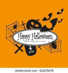 Halloween  label in frame. Vector illustration.