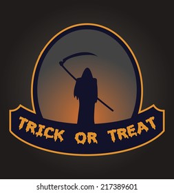 Halloween label with the inscription trick or treat