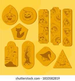 Halloween label and price tag design template. Masking tape and sticker pattern. Hand drawn vintage style.
