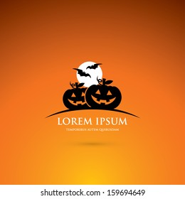 Halloween label with pumpkins - vector illustration