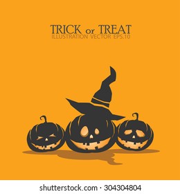 Halloween label with pumpkins - vector illustration