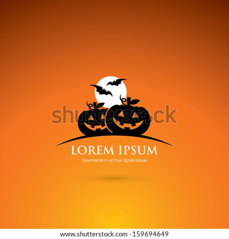 Halloween label with pumpkins - vector illustration