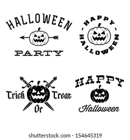 halloween labels with pumpkin, arrow, knife