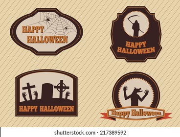 Halloween labels set.Vector illustration in vintage style.