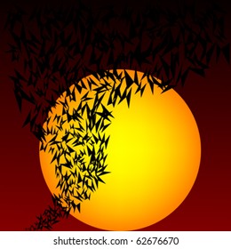 Halloween landscape with bats