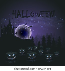 Halloween Landscape - Optional Party, Events, Advertising, Announcement Vector Template