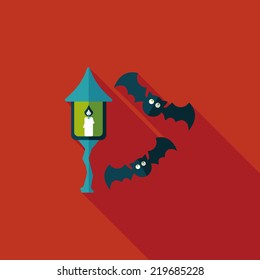 Halloween lantern flat icon with long shadow,eps10