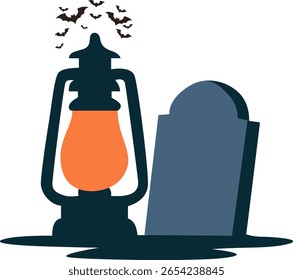 Halloween, Halloween Lantern Grave Bats Night