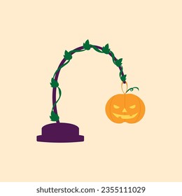 halloween lantern illustration with orange background