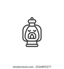 Ícone de linha de lanterna Halloween. sinal de estilo linear para conceito móvel e web design. Um ícone de vetor de contorno de lanterna assustador. Símbolo, ilustração de logotipo. Gráficos vetoriais
