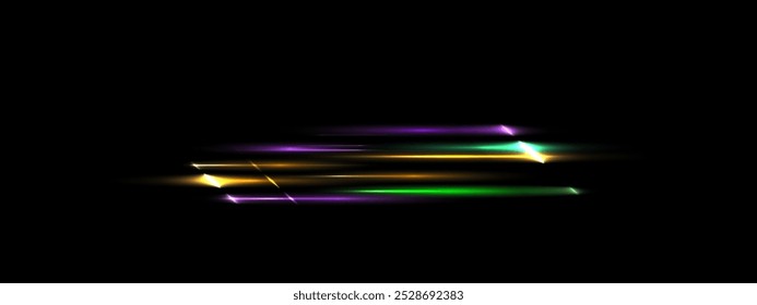 Halloween Laser beam, Spooky Purple green orange parallel light rays, Shine neon abstract banner on black background . Glowing divider overlay eps png