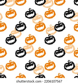Halloween Laughing Spooky Pumpkin Face Vector Graphic Seamless Pattern can be use for background and apparel design
