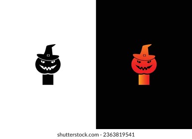 Halloween letter I logo Design. Halloween letter I logo or icon template design. Halloween pumpkin in a witch hat on white background