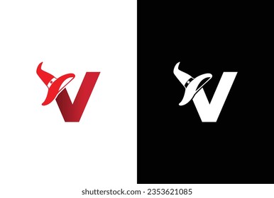 Halloween letter V logo Design. Halloween letter V logo or icon template design.