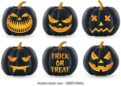 Halloween lettering background, funny pumpkins and balloons. Greeting card for party and sale. Autumn holidays. Vector illustration EPS10.