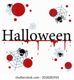halloween lettering with black spiders, spider webs and bruises