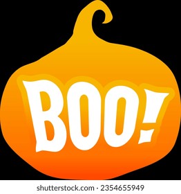 Halloween lettering Boo with pumpkin in the black