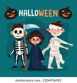 halloween lettering with kids in disguise