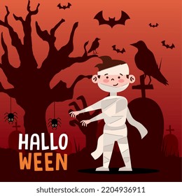 halloween lettering with little mummy