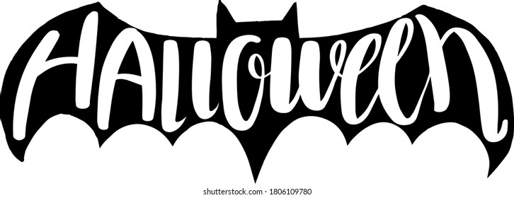 Halloween lettering on bat vector illustration for halloween party , halloween element invitation card, poster, and print sticker
