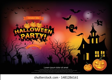 Halloween lettering Halloween Party. Vector Eps 10.