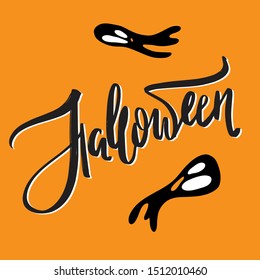 Halloween lettering poster with ghosts